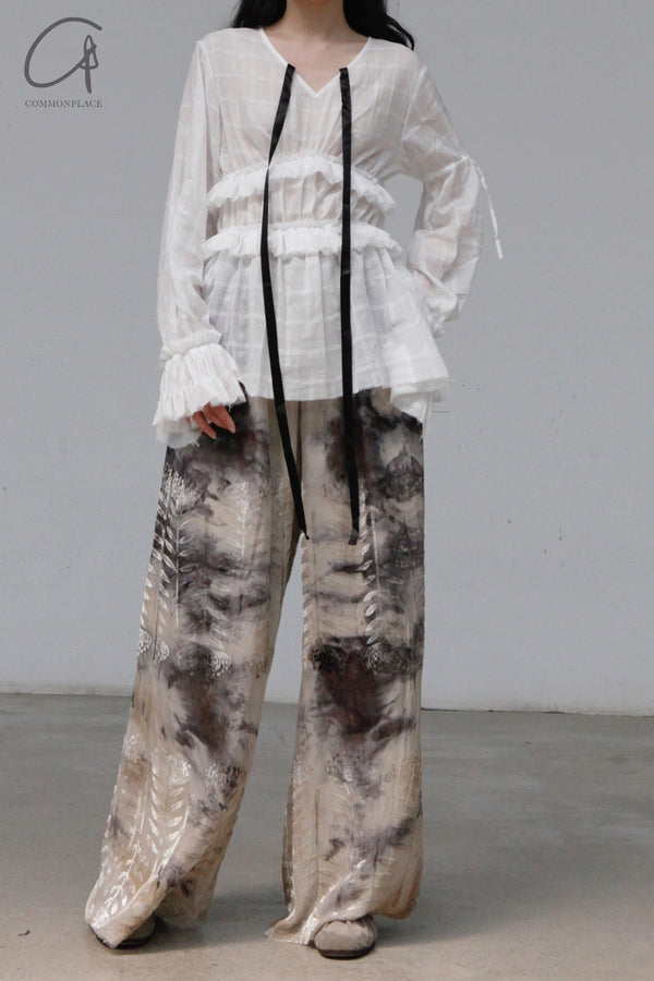 MUTEDANCE floral-dyed silk trousers MD22SS09 PM29
